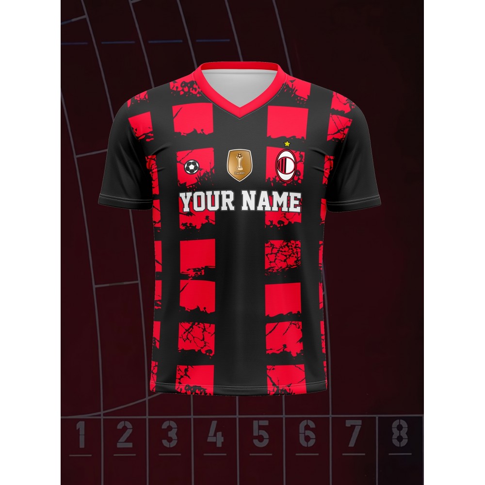 [Custom Football Shirt] Customizable V-neck Youngsters' Football Shirt Tops - Comfortable Fit for Sports Leisure Outdoor Running