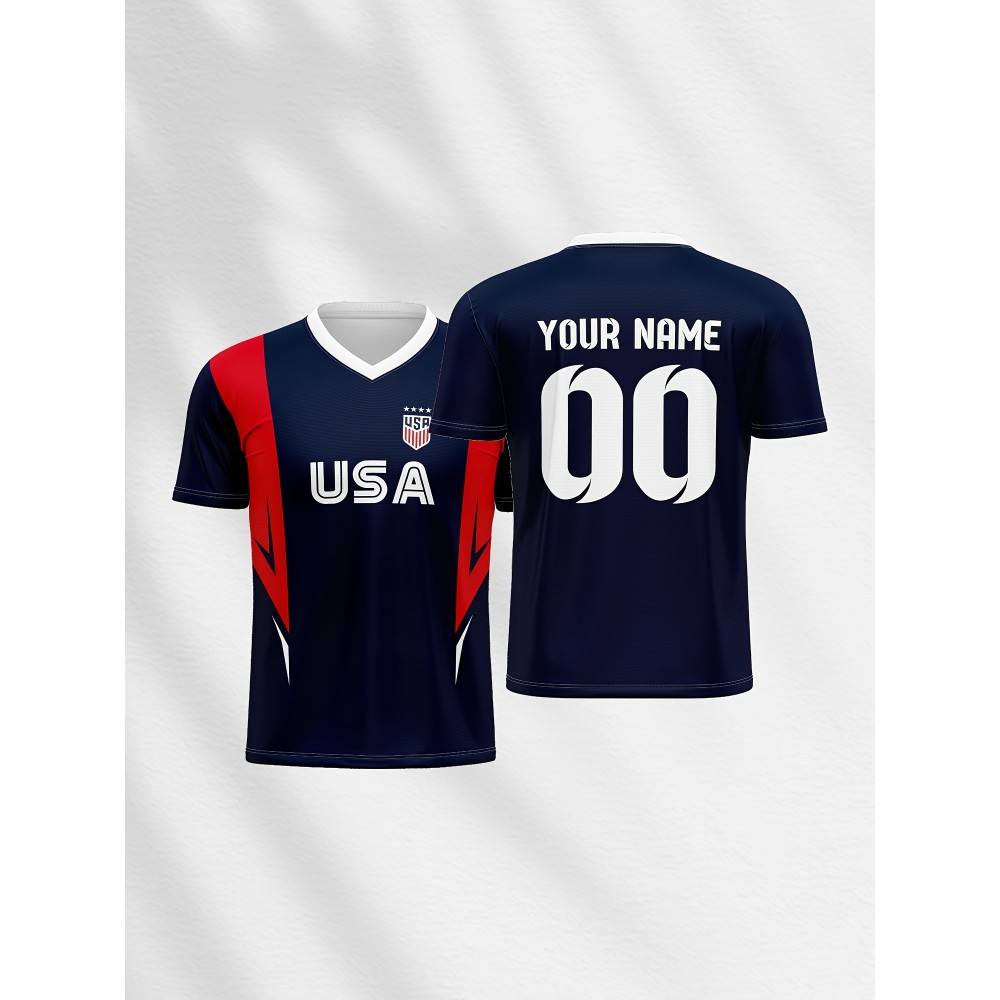 [Customizable Soccer Jersey] Comfort Fit Customizable Youngsters' Soccer Jersey | V-Neck, Name & Number, Perfect for Sports & Casual Wear