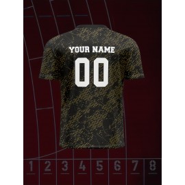 Customizable Soccer Jersey for Kids, V-Neck, Polyester, Breathable, Full-Print, Spring/Summer/Autumn, Regular Fit, for Boys & Girls, Youth, Outdoor Sports, Running, Training, Hiking, Beach, Casual, Party, Knitted Fabric