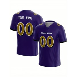Customized Football Jersey - Personalized Team Name & Number, V-Neck Sportswear, Lightweight Summer Football Shirt with Bold Print, Casual or Team Uniform for Sports & Casual Wear