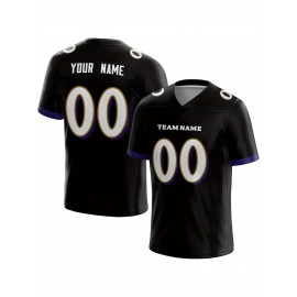 Customized Football Jersey - Personalized Team Name & Number, V-Neck Sportswear, Lightweight Summer Football Shirt with Bold Print, Casual or Team Uniform for Sports & Casual Wear