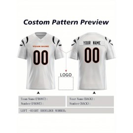 Customized Football Jersey - Personalized Team Name & Number, V-Neck Sportswear, Lightweight Summer Football Shirt with Bold Print, Casual or Team Uniform for Sports & Casual Wear