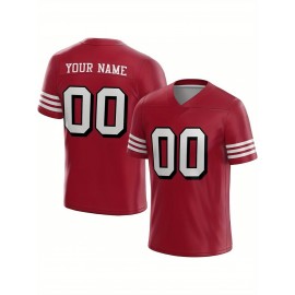 Customized Football Jersey - Personalized Team Name & Number, V-Neck Sportswear, Lightweight Summer Football Shirt with Bold Print, Casual or Team Uniform for Sports & Casual Wear