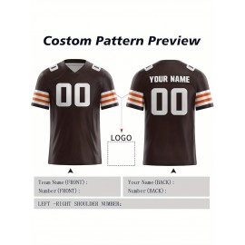 Customized Football Jersey - Personalized Team Name & Number, V-Neck Sportswear, Lightweight Summer Football Shirt with Bold Print, Casual or Team Uniform for Sports & Casual Wear