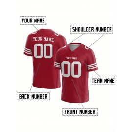 Customized Football Jersey - Personalized Team Name & Number, V-Neck Sportswear, Lightweight Summer Football Shirt with Bold Print, Casual or Team Uniform for Sports & Casual Wear