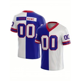 Customized Football Jersey - Personalized Team Name & Number, V-Neck Sportswear, Lightweight Summer Football Shirt with Bold Print, Casual or Team Uniform for Sports & Casual Wear