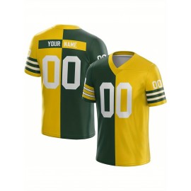 Customized Football Jersey - Personalized Team Name & Number, V-Neck Sportswear, Lightweight Summer Football Shirt with Bold Print, Casual or Team Uniform for Sports & Casual Wear