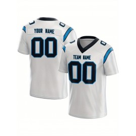 Customized Football Jersey - Personalized Team Name & Number, V-Neck Sportswear, Lightweight Summer Football Shirt with Bold Print, Casual or Team Uniform for Sports & Casual Wear