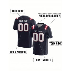 Customized Football Jersey - Personalized Team Name & Number, V-Neck Sportswear, Lightweight Summer Football Shirt with Bold Print, Casual or Team Uniform for Sports & Casual Wear