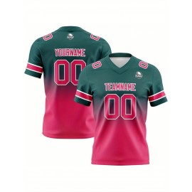 Customizable Women'S Football Jersey - Personalized Name, Number & Logo, Comfort Fit for Sports, Training & Casual Wear, Summer V-Neck T-Shirt with Bold Yellow & Red Design, Football Jersey, Nonelastic Fabric