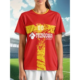 Customizable Women'S Plus Size Football Jersey - Personalized Name & Number, Lightweight Breathable Fabric, Vibrant Soccer Stadium Design for Outdoor Sports & Casual Wear, Soccer Jersey, PLUS SIZE