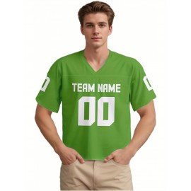 Customizable Women'S Football Jersey - Personalized Name & Number, V-Neck, Short Sleeve, Breathable Non-Stretch Fabric, Summer Sports Jersey, Perfect Gift for Women'S Fans, Football Jersey, Fan Merchandise, Standard Size, Stretchy Fabric