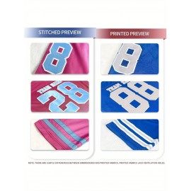 Customizable Football Jersey - Personalized Name & Number, V-Neck, Short Sleeve, Breathable Summer Fabric, Team Colors with Striped Collar - Perfect Gift for Fans, Custom Football Jersey, Fan Apparel, Durable Sportswear