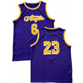 Stitched #6-23 Purple Basketball Jersey, Breathable, Sleeveless, Embroidered Uniform Shirt For Men, Perfect For Sports & Outdoor Activities
