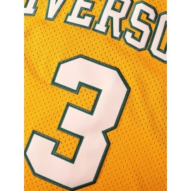 Stitched #3 Yellow Basketball Jersey, Breathable, Sleeveless, Embroidered Uniform Shirt For Men, Perfect For Sports & Outdoor Activities