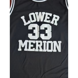Men's #33 Embroidered Basketball Jersey - Black & White, Breathable Sleeveless V-Neck Sports Shirt for Parties, Outdoor Activities & Team Sports
