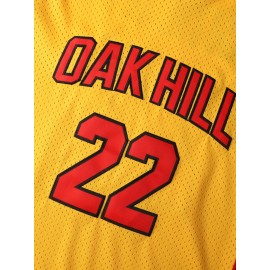 1pc Men'S Oak Hill #22 Anthony Basketball Jersey - Polyester Sports V-Neck Sweatshirt with Embroidered Lettering, Slight Stretch Knit Fabric, Loose Fit for Team Sports, Parties, Halloween - Four Seasons