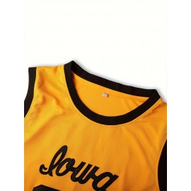 1pc Men'S Polyester Basketball Jersey - #22 Iowa Clark Embroidered - V-Neck Sports Sweatshirt for Team Sports, Parties, Halloween - Loose Fit Knit Fabric with Slight Stretch - Four Seasons Adult Athletic Top