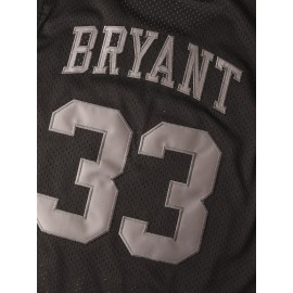 Men's #33 Embroidered Black Basketball Jersey - Breathable Polyester, V-Neck, Machine Washable - Perfect for Sports & Parties