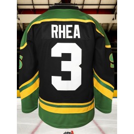 Men's #3 Embroidered Hockey Jersey - V-Neck, Long Sleeve, Color Block Design in White, Green & Black - Perfect for Sports & Casual Wear