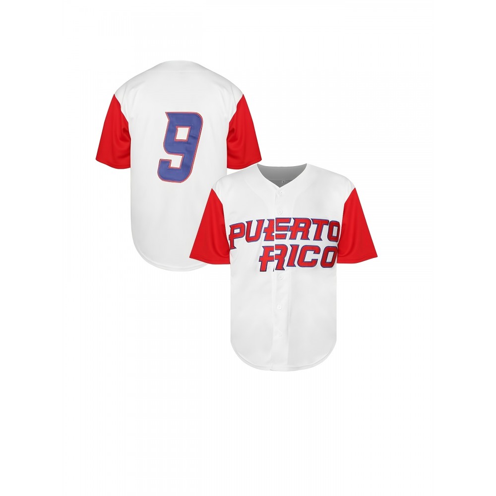 Men's#9 White Black Baseball Jeresys Stitched Name And Number