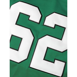 1pc Men'S Green American Football Jersey - Polyester Sports Sweatshirt with Embroidered Letter and Number, V-Neck, Loose Fit, Slight Stretch Knit Fabric for Team Sports, Parties, and Casual Wear