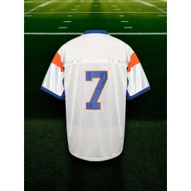 Men's Color-Blocked Fashion Rugby Jersey #7 Embroidered Short Sleeve V-Neck Loose Track Shirt, Men's Summer Breathable Rugby Shirt, Party Wear