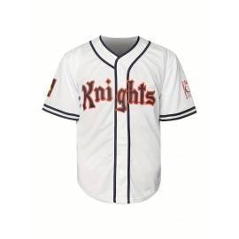 Vintage Roy Hobbs #9 New York Knights Baseball Jersey - Retro Stitched Design, Loose Fit, Short Sleeve, V-Neck, Moisture-Wicking Polyester, Perfect for Casual Wear & Sports Activities, Best for Christmas