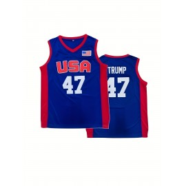 #47 Trump Throwback Blue USA Basketball Jersey