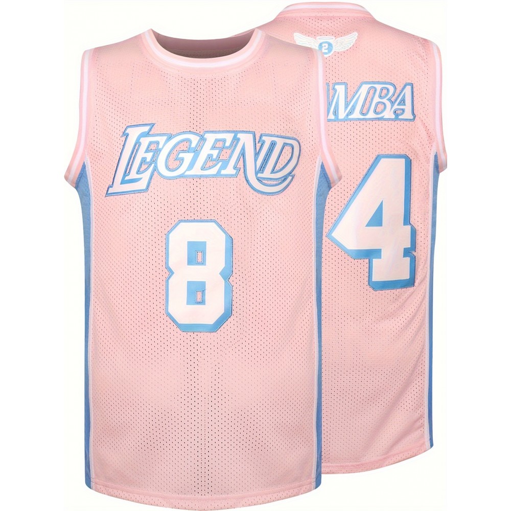 Men's #8-24 Embroidered Pink Basketball Jersey - Breathable, Sleeveless Sports Uniform for Outdoor Activities & Team Sports
