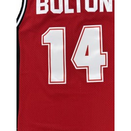 Men's #14 Red Basketball Jersey - Bolton Wildcats Embroidered, Breathable Polyester Sleeveless Sports Uniform for All Seasons, Perfect for Team Sports & Outdoor Activities, Team Apparel | Versatile Uniform | Allseason Apparel