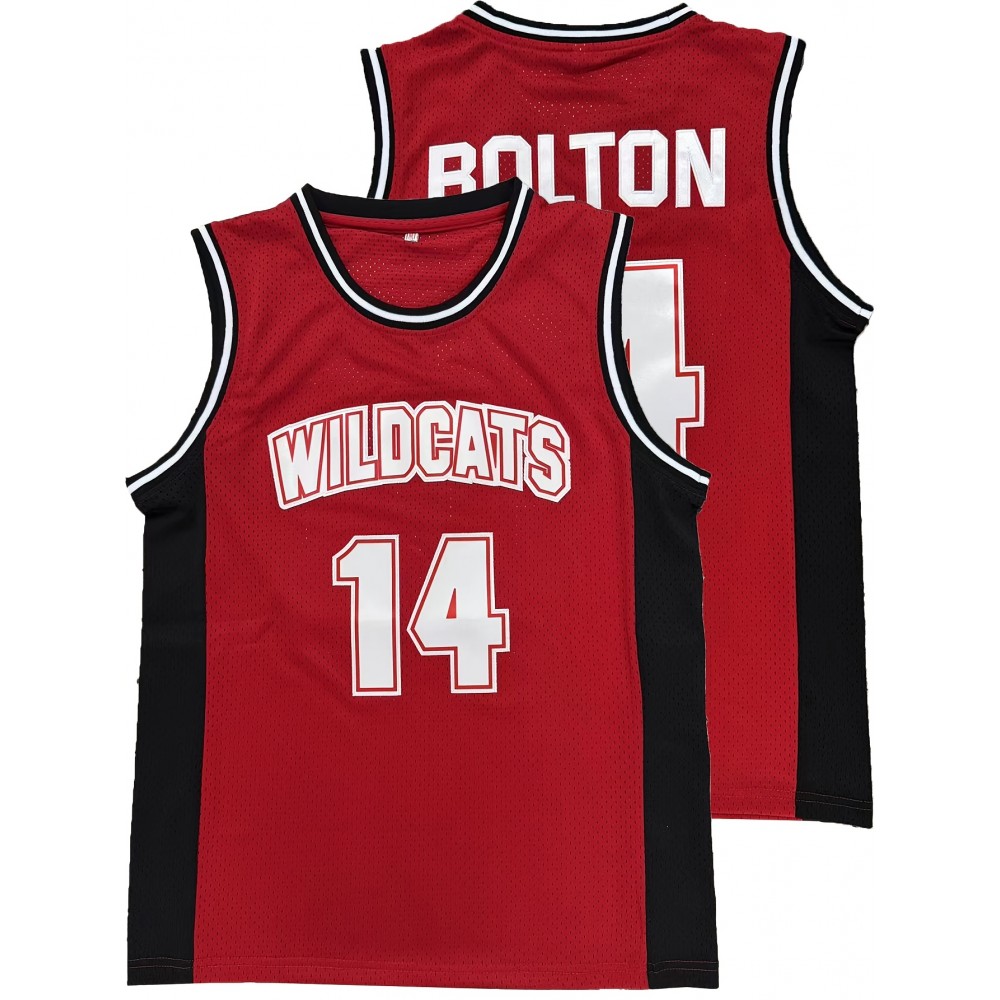 Men's #14 Red Basketball Jersey - Bolton Wildcats Embroidered, Breathable Polyester Sleeveless Sports Uniform for All Seasons, Perfect for Team Sports & Outdoor Activities, Team Apparel | Versatile Uniform | Allseason Apparel