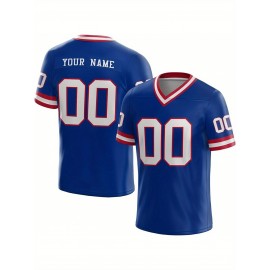 Customized Football Jersey - Personalized Team Name & Number, V-Neck Sportswear, Lightweight Summer Football Shirt with Bold Print, Casual or Team Uniform for Sports & Casual Wear