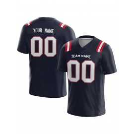 Customized Football Jersey - Personalized Team Name & Number, V-Neck Sportswear, Lightweight Summer Football Shirt with Bold Print, Casual or Team Uniform for Sports & Casual Wear
