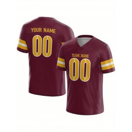 Customized Football Jersey - Personalized Team Name & Number, V-Neck Sportswear, Lightweight Summer Football Shirt with Bold Print, Casual or Team Uniform for Sports & Casual Wear