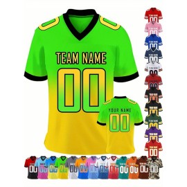 Customizable Women'S Football Jersey - Personalized Name & Team Number, V-Neck Sports Shirt with Red/White Stripe Design, Breathable Summer Casual & Team Uniform, Perfect Fan Gift for Soccer Fans, Football Jersey, Comfortable Fit