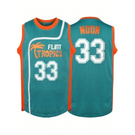 Stitched #33 Men's Basketball Jersey, Breathable Sleeveless Embroidered Uniform Shirt, Polyester, Green & White, Loose Fit, Perfect for Sports, Outdoor Activities, and Casual Wear