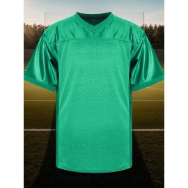 Men's Polyester Rugby Jersey | V-Neck, Breathable & Stretchy | Multi-Season Sports Top with Details | Ideal for Casual Wear & Team Sports | Machine Washable | Suitable for All Seasons